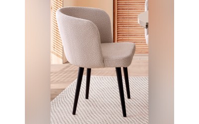 Тапициран трапезен стол Soft So-4103 S-03 - Светлобежов/Черен